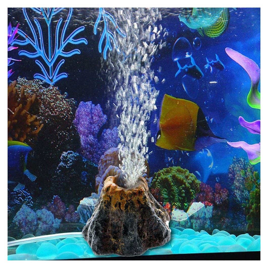 Decoración de Acuario Volcán RunXF con Burbujeador Pequeño