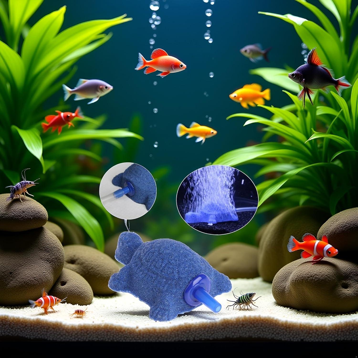 Difusor de aire tortuga azul Jowxsx para acuario 10x8cm