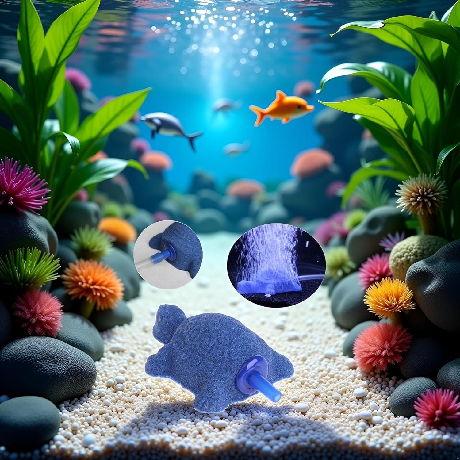 Difusor de aire tortuga azul Jowxsx para acuario 10x8cm