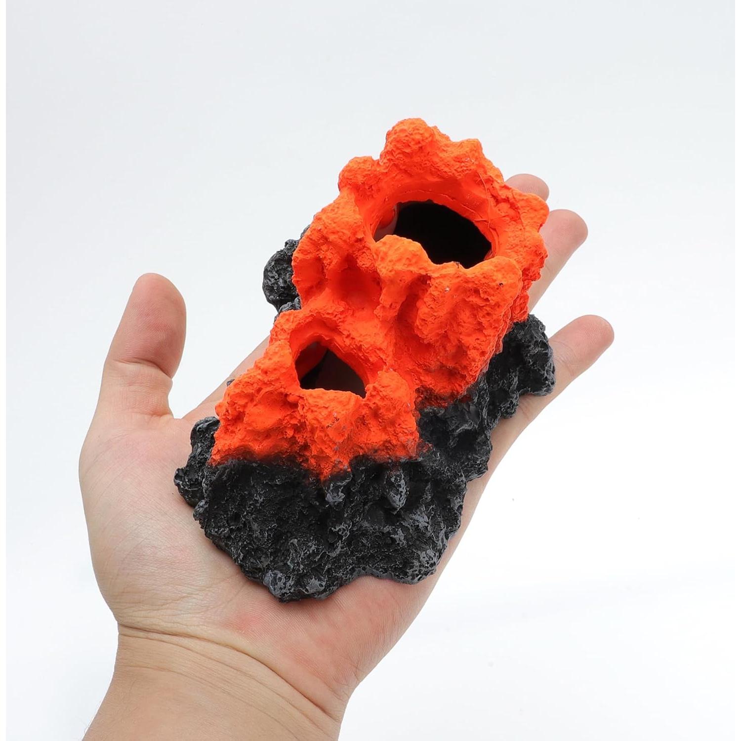 Adorno de Volcán para Acuario CAPASTEC 14x9cm Resina Naranja