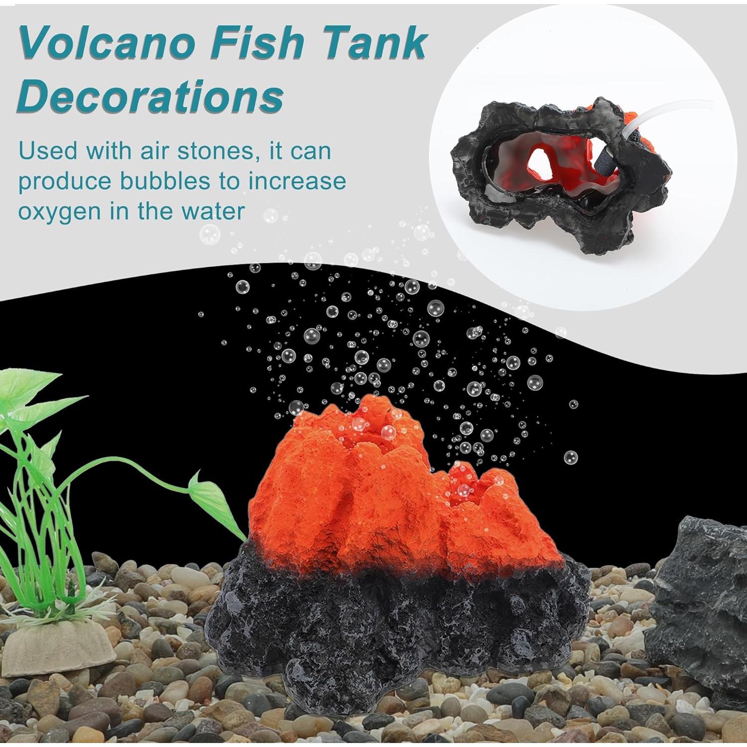 Adorno de Volcán para Acuario CAPASTEC 14x9cm Resina Naranja