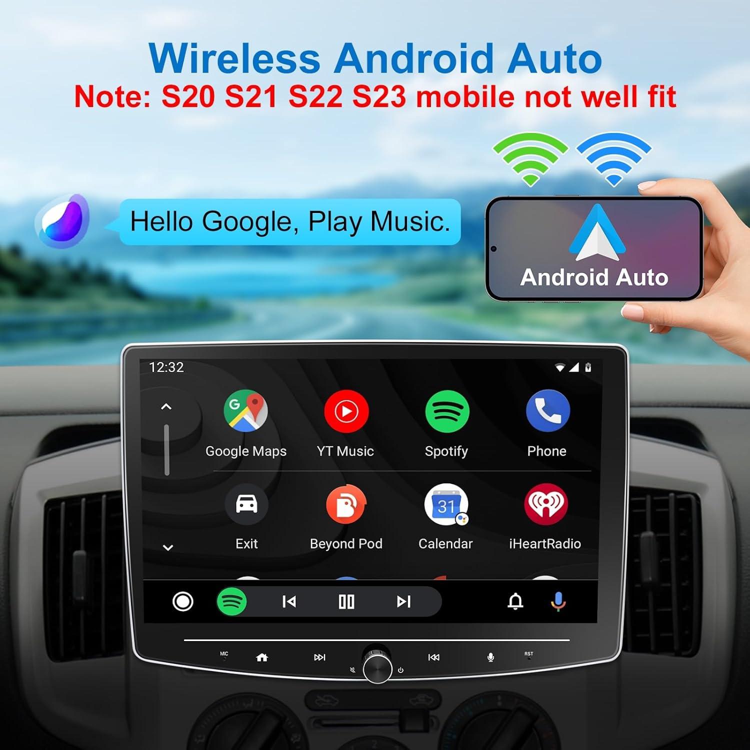 Estéreo de coche Doble Din 10" LEROAADZ con CarPlay y Android Auto