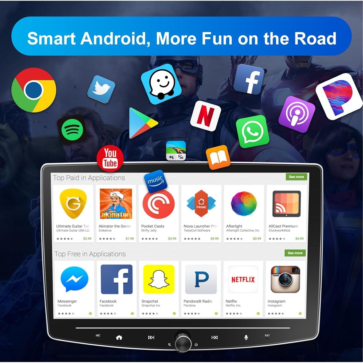 Estéreo de coche Doble Din 10" LEROAADZ con CarPlay y Android Auto