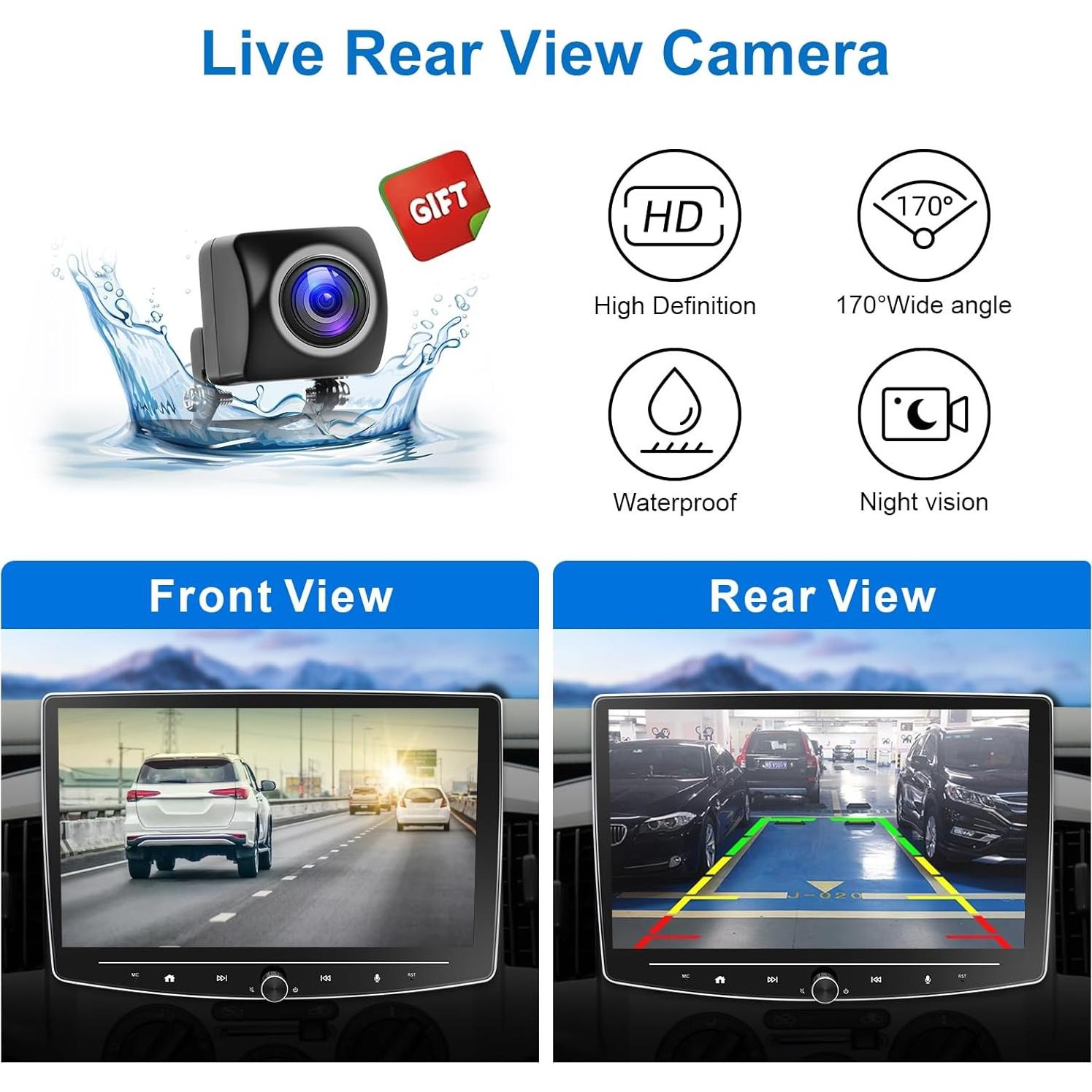 Estéreo de coche Doble Din 10" LEROAADZ con CarPlay y Android Auto