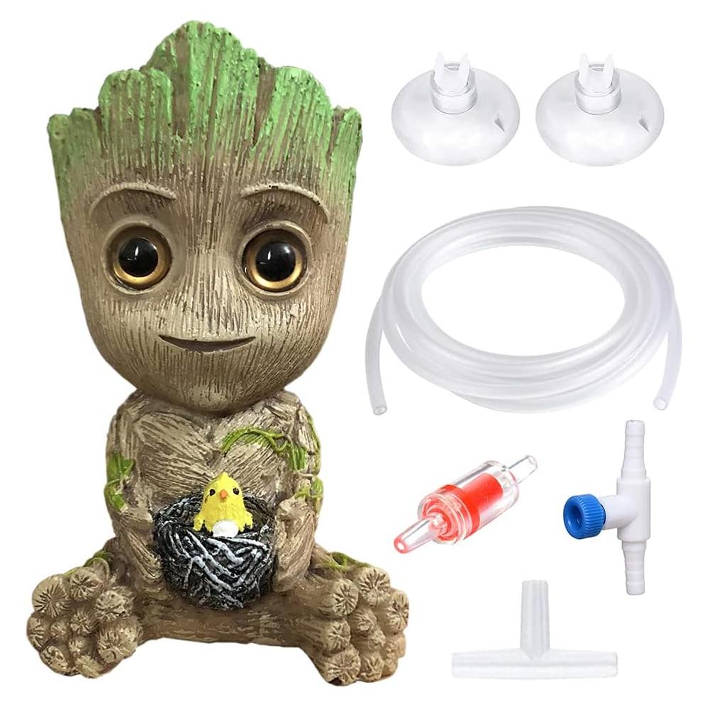 Adorno Acuario SLOCME Groot con Burbujas de Aire y Accesorios