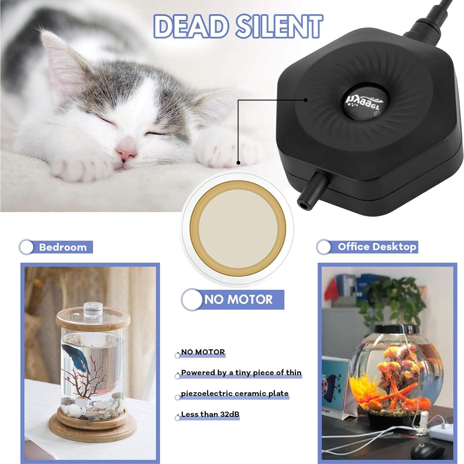 Bomba de Aire Acuática Hygger Mini Silenciosa 1.5W 0.5-15 Gal