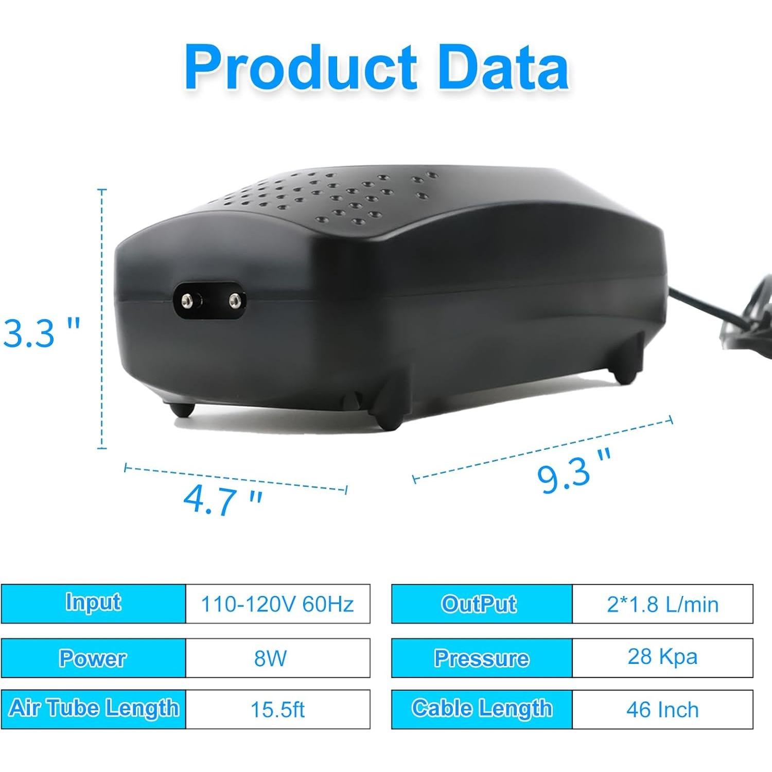Bomba de Aire Coospider 8W Ultra Silenciosa para Acuario 20-600L