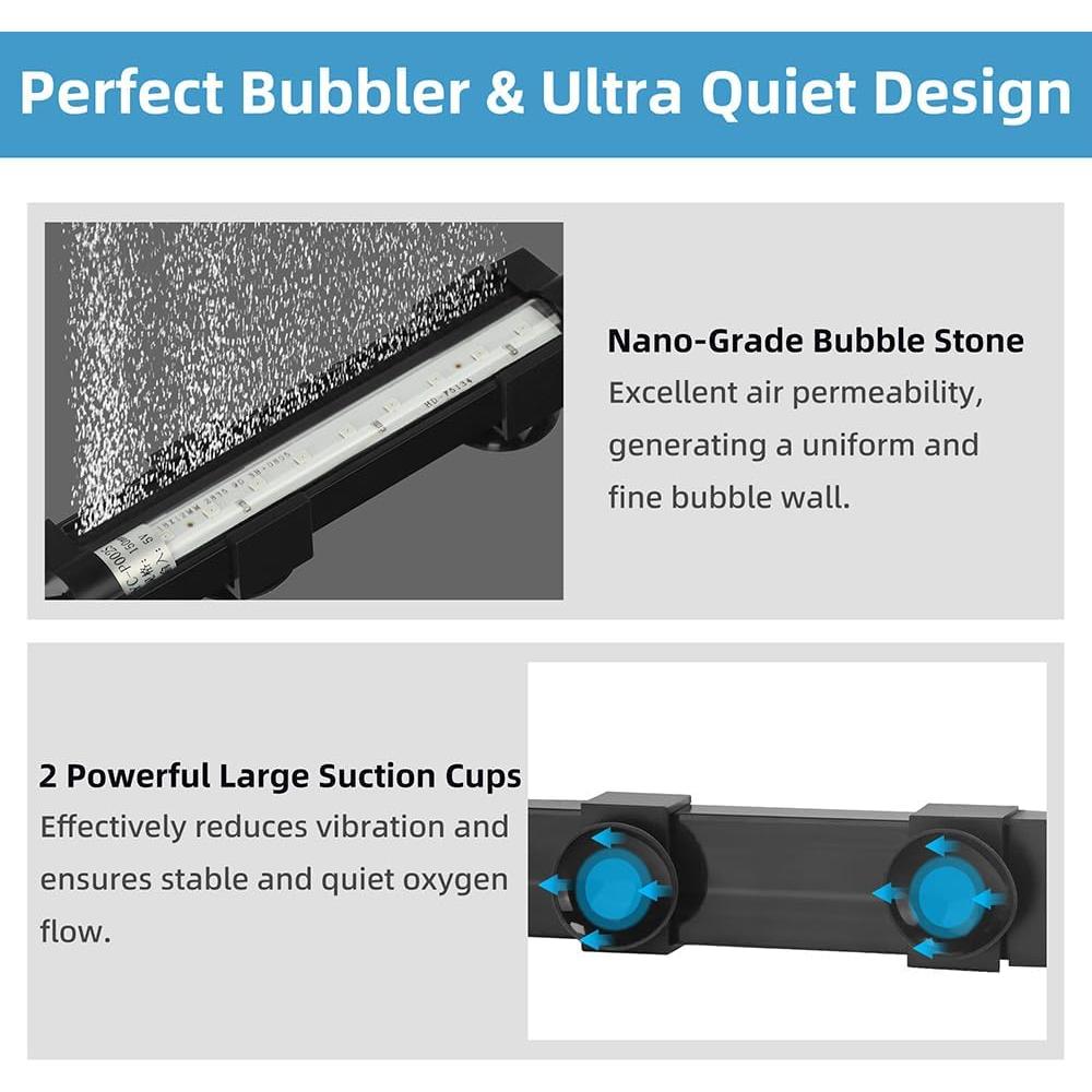 Luz LED Sumergible DaToo 15cm para Acuario con Burbujeador