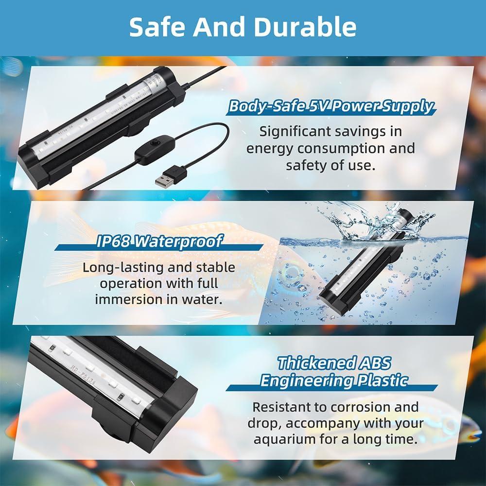 Luz LED Sumergible DaToo 15cm para Acuario con Burbujeador