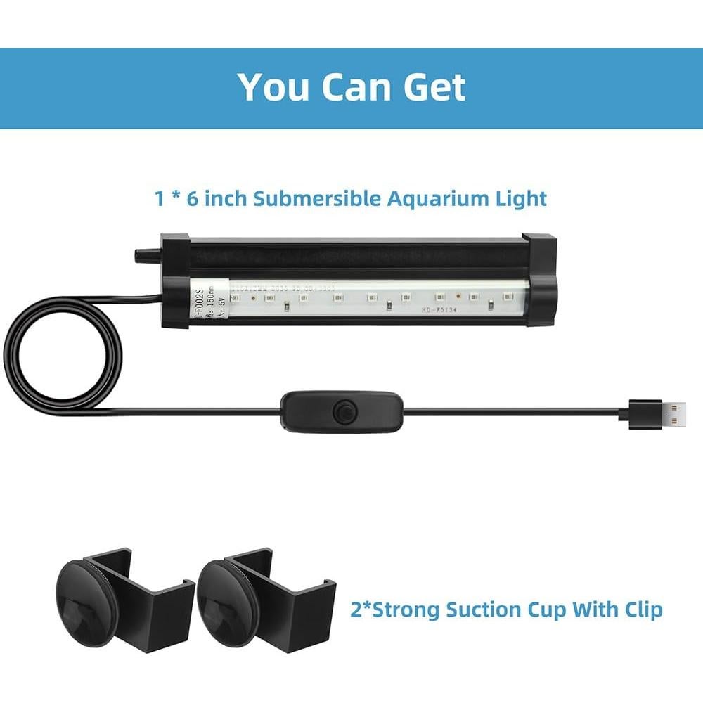 Luz LED Sumergible DaToo 15cm para Acuario con Burbujeador