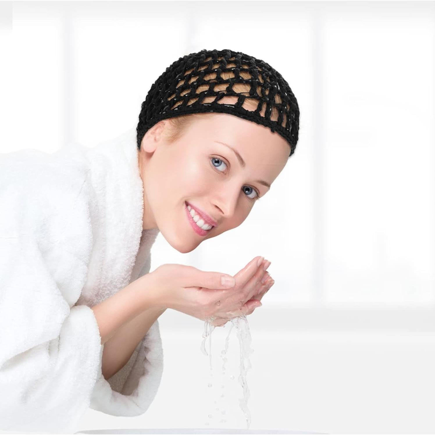 Paquete de 4 Gorro de Ganchillo para el Cabello Negro 50-56cm