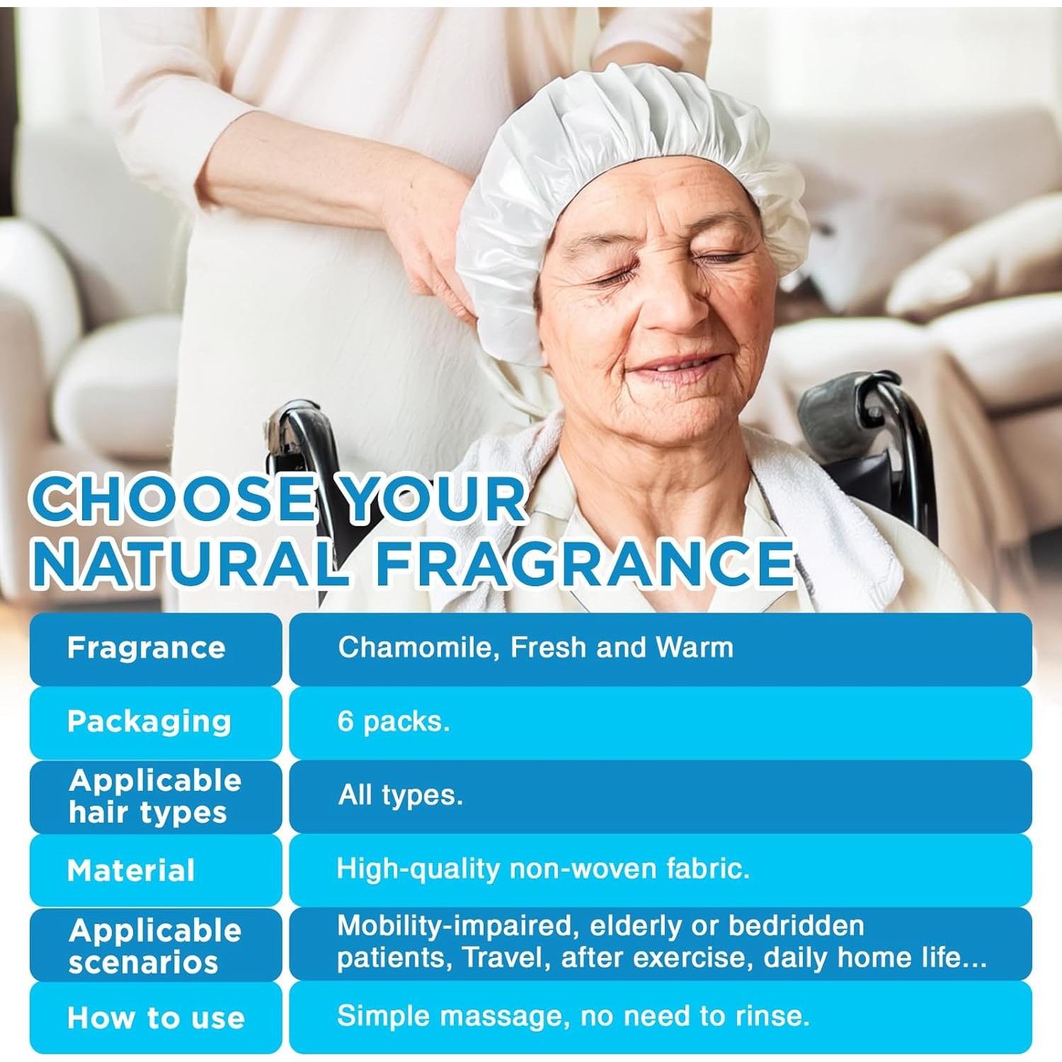 Gorro de Champú Sin Enjuague OK TAPE - 6 Paquetes Manzanilla