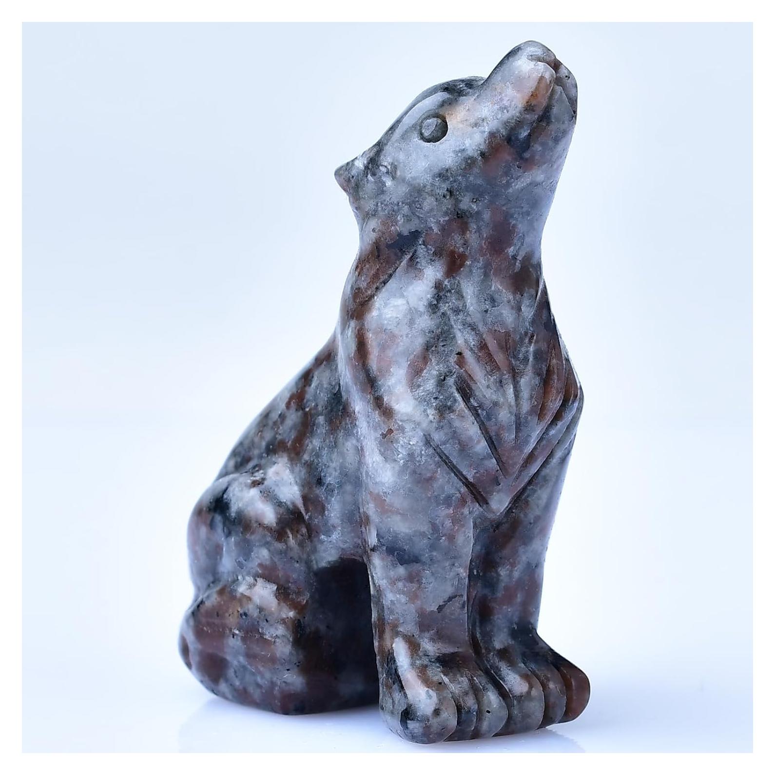 Estatua de Lobo de Cristal de Piedra Llama 5.3 cm - Decoración Sanadora