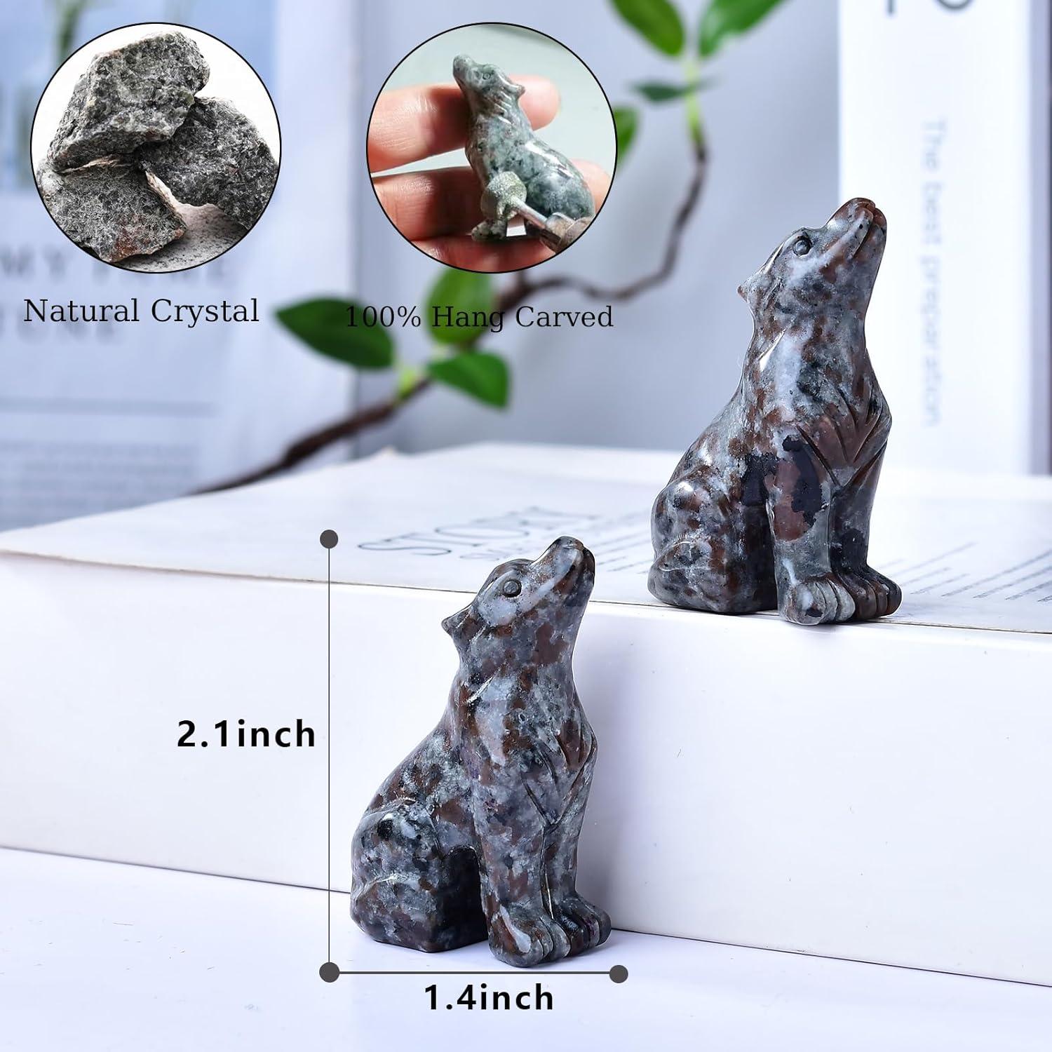 Estatua de Lobo de Cristal de Piedra Llama 5.3 cm - Decoración Sanadora