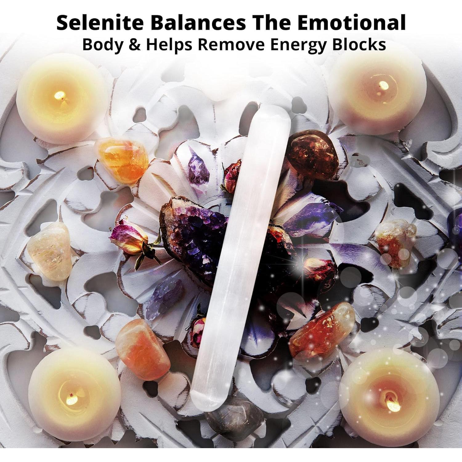 Varita de Masaje de Cristal Selenita WBM 15 cm - Sanación y Decoración