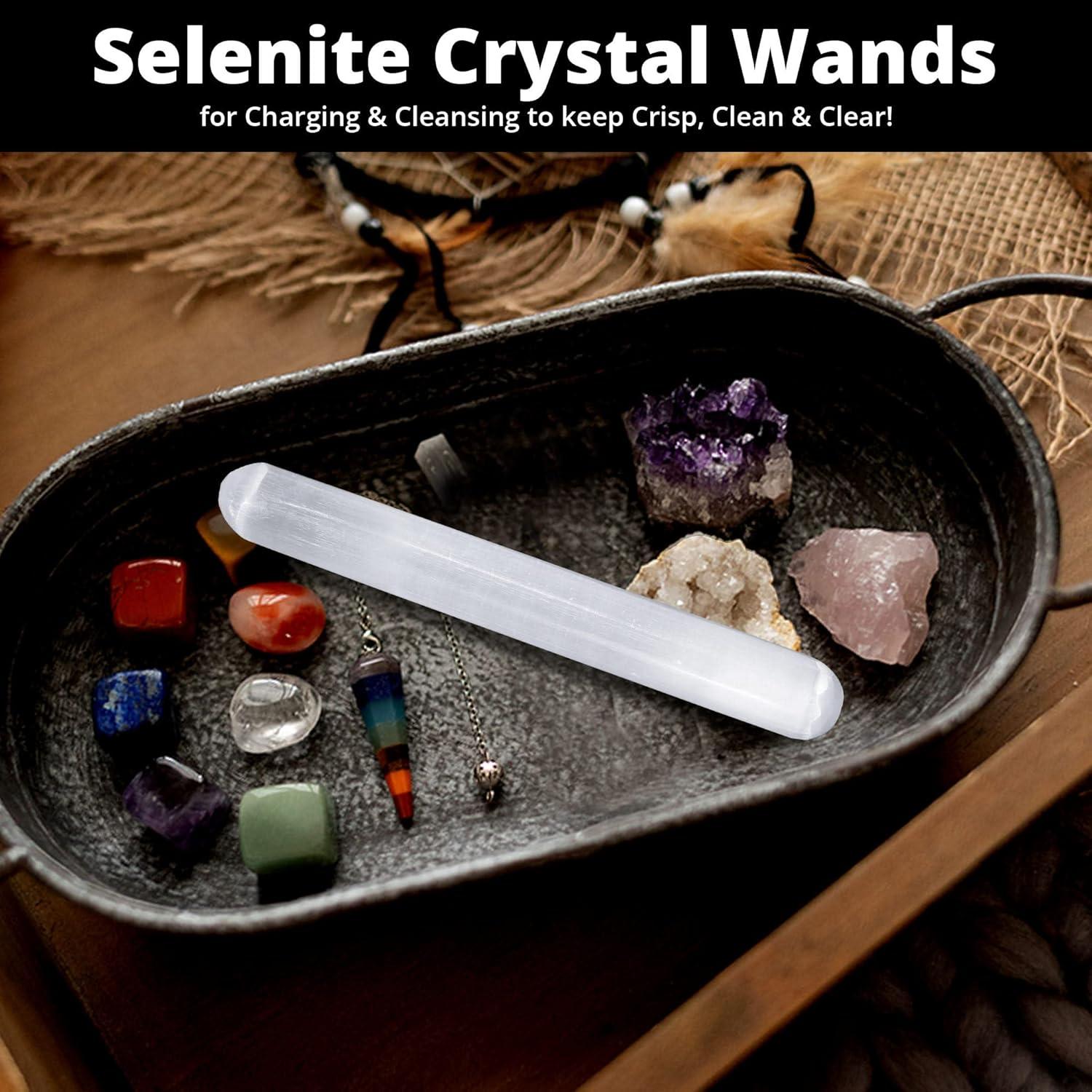 Varita de Masaje de Cristal Selenita WBM 15 cm - Sanación y Decoración