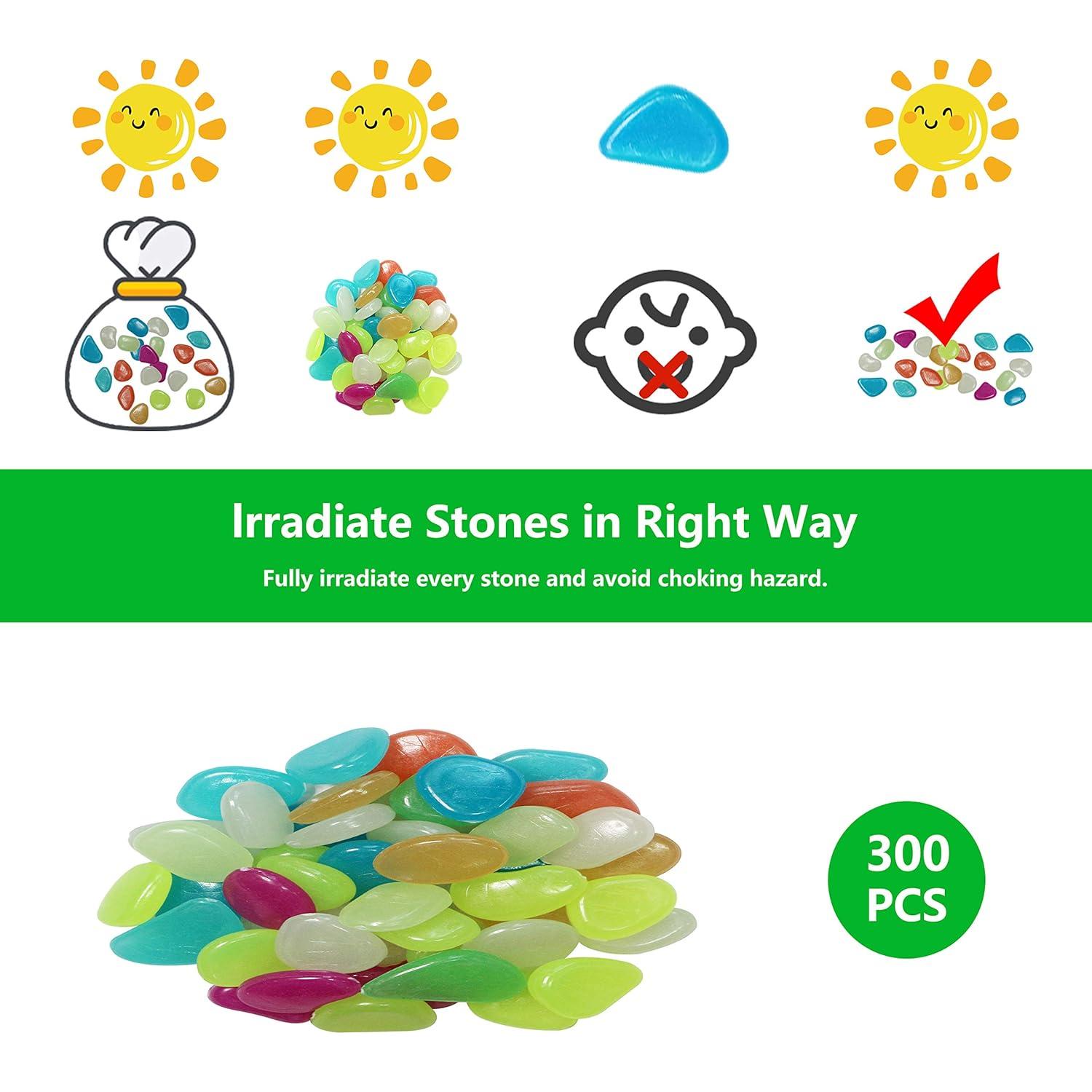 Guijarros Luminiscentes Azules 300 Pcs para Decoración