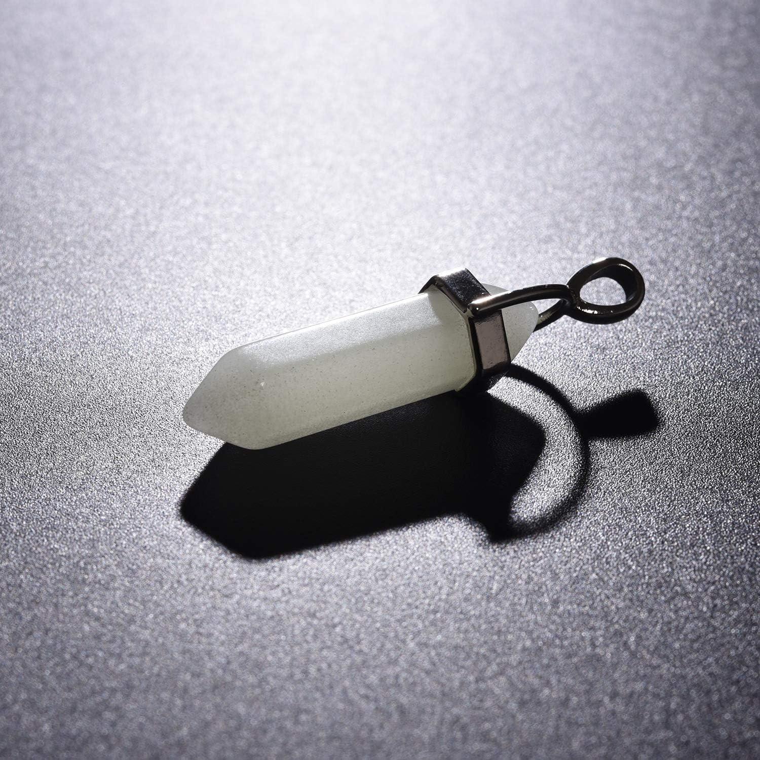 12 Colgantes de Cristal Natural Brillo Verde Luminiscente DIY