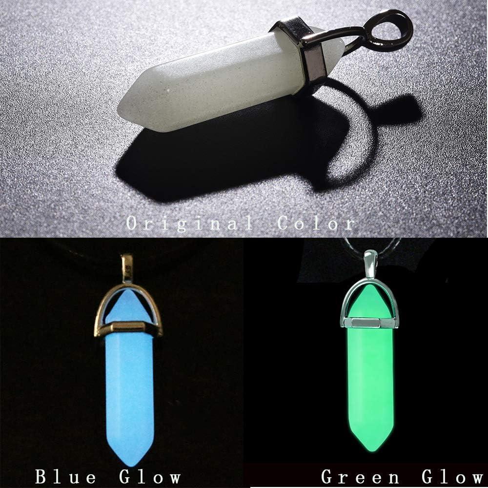 12 Colgantes de Cristal Natural Brillo Verde Luminiscente DIY