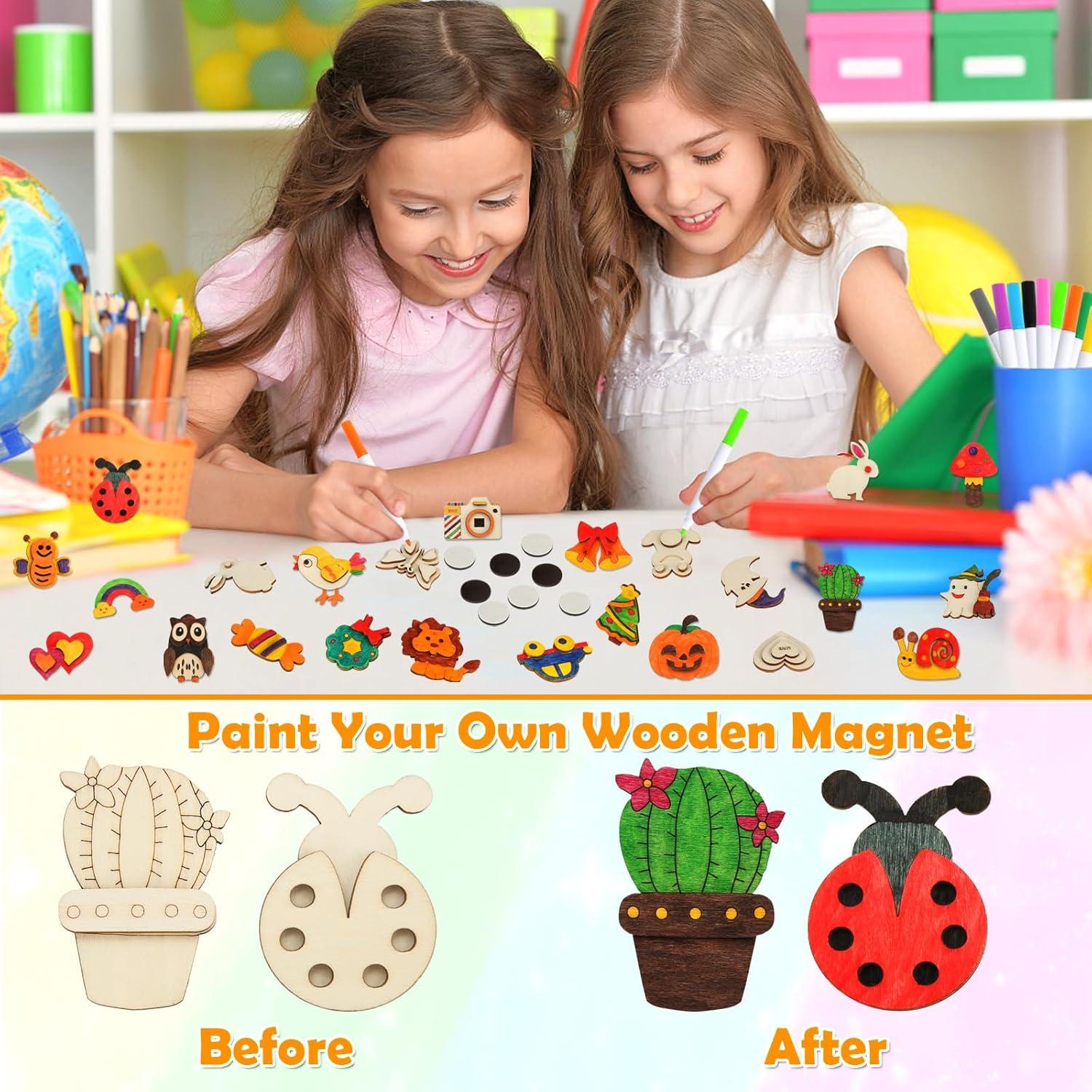 Worgree Kit de Manualidades de Madera 48 Piezas Brillan en la Oscuridad