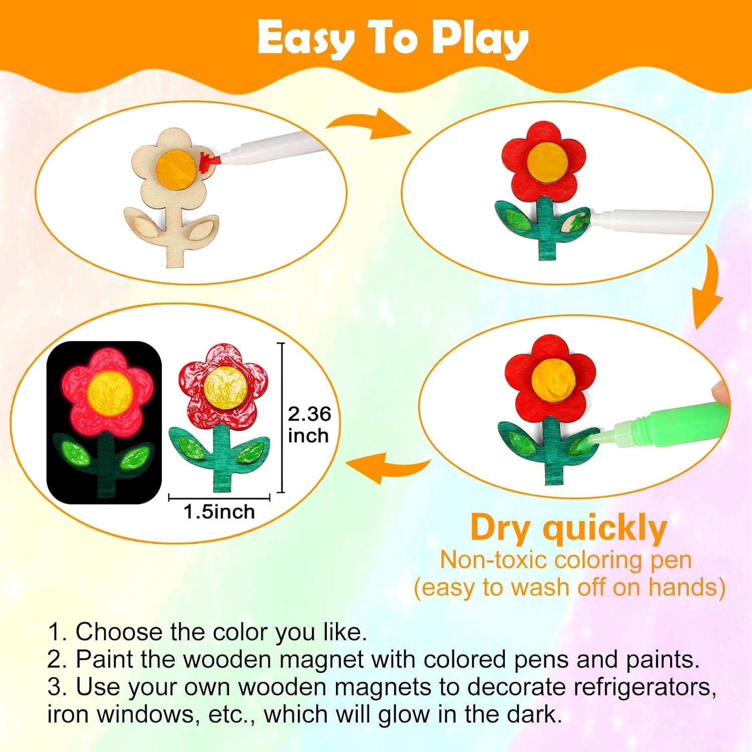 Worgree Kit de Manualidades de Madera 48 Piezas Brillan en la Oscuridad