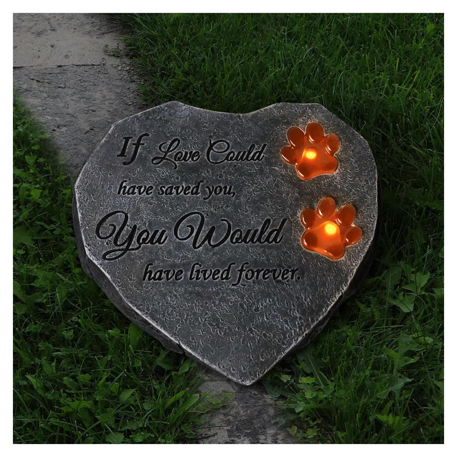 Piedra de Memorial para Perros TB TIBAG con Luz Solar Corazón