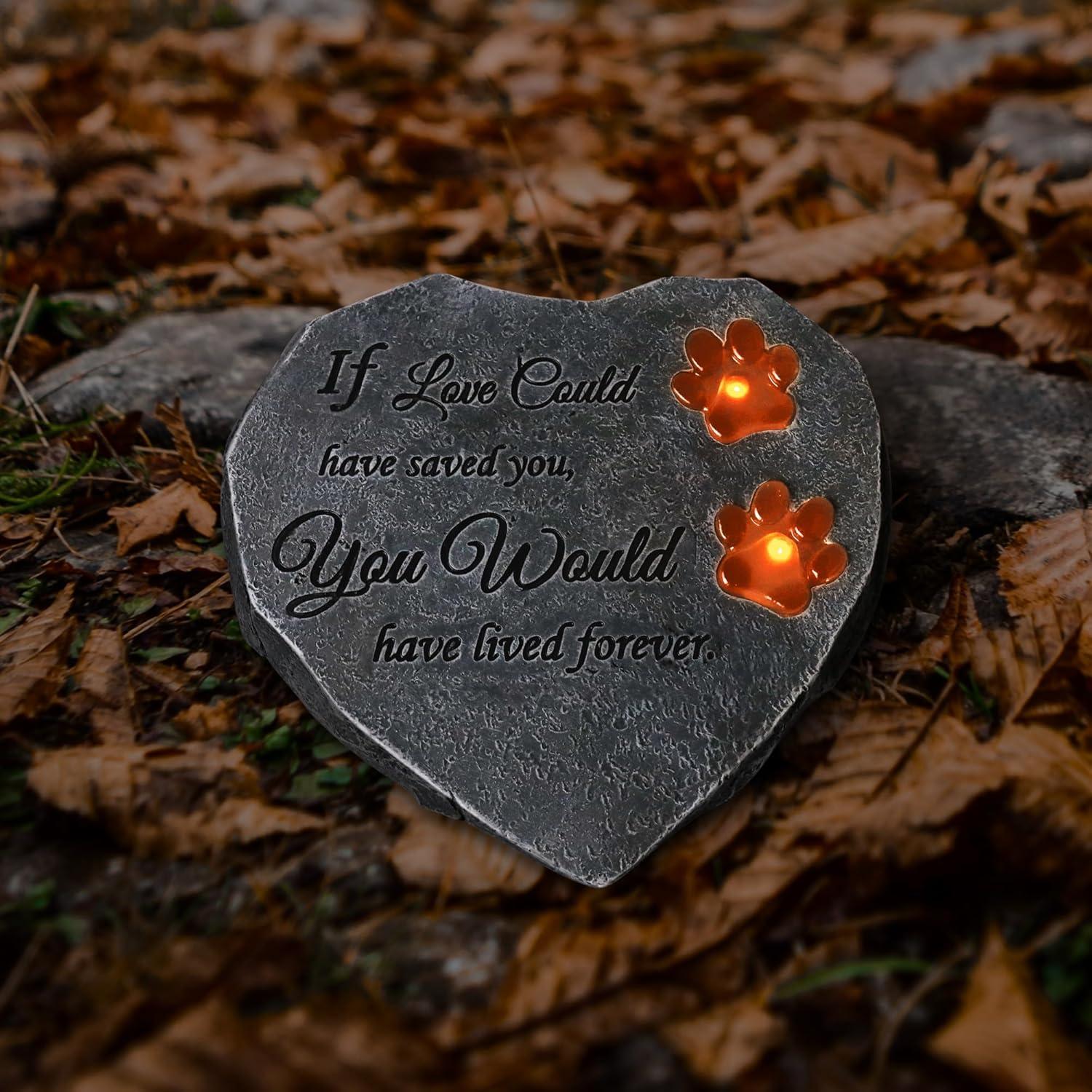 Piedra de Memorial para Perros TB TIBAG con Luz Solar Corazón