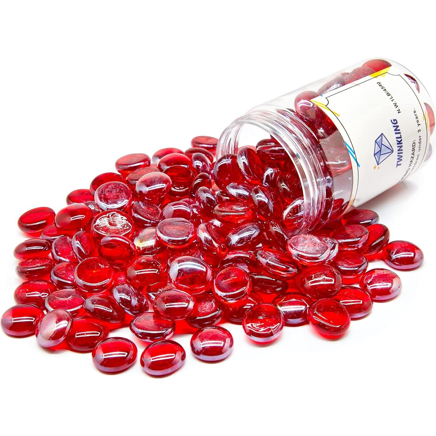 Perlas de Vidrio Brillantes TWINKLING 17-19mm Tarro 454g Rojo