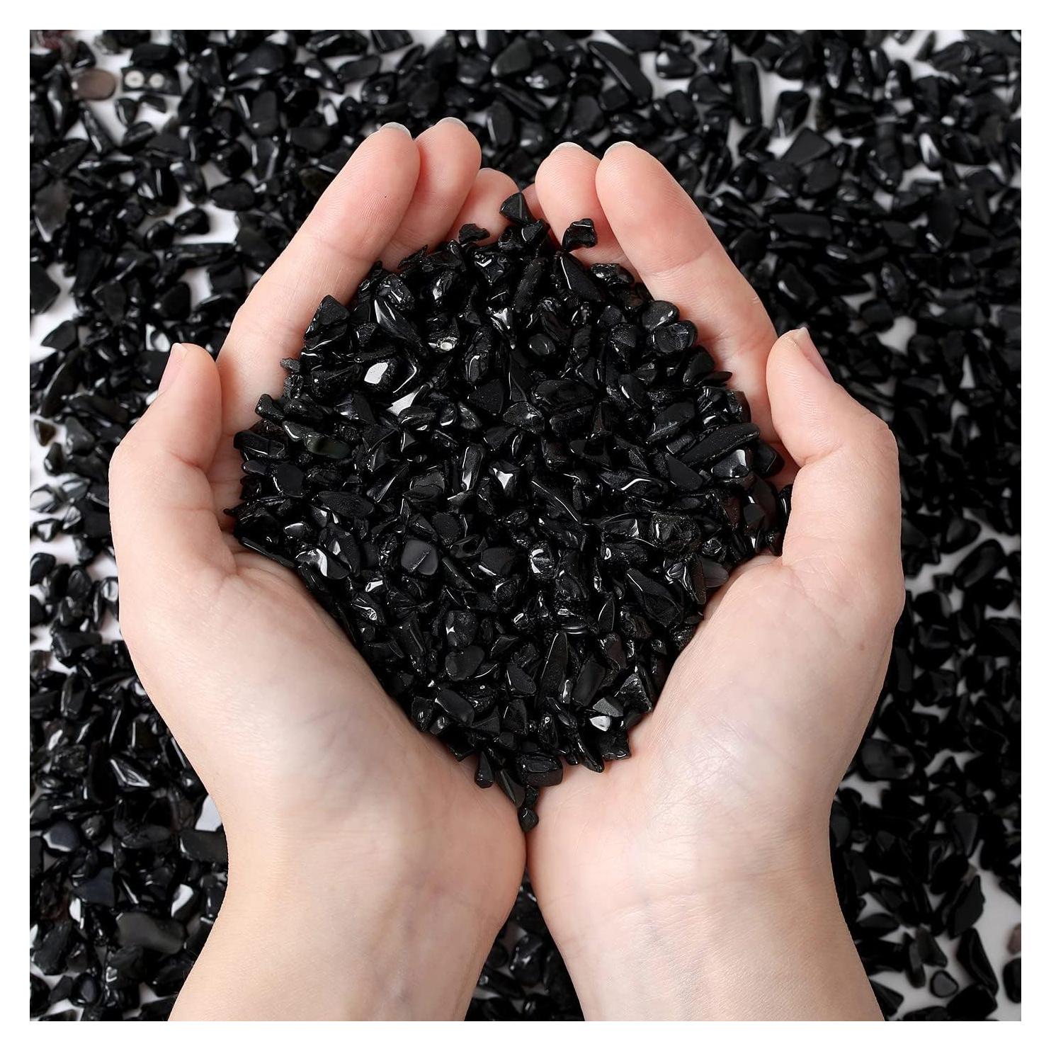 Chips de Obsidiana Negra MAIBAOTA para Decoración y Acuarios 200g