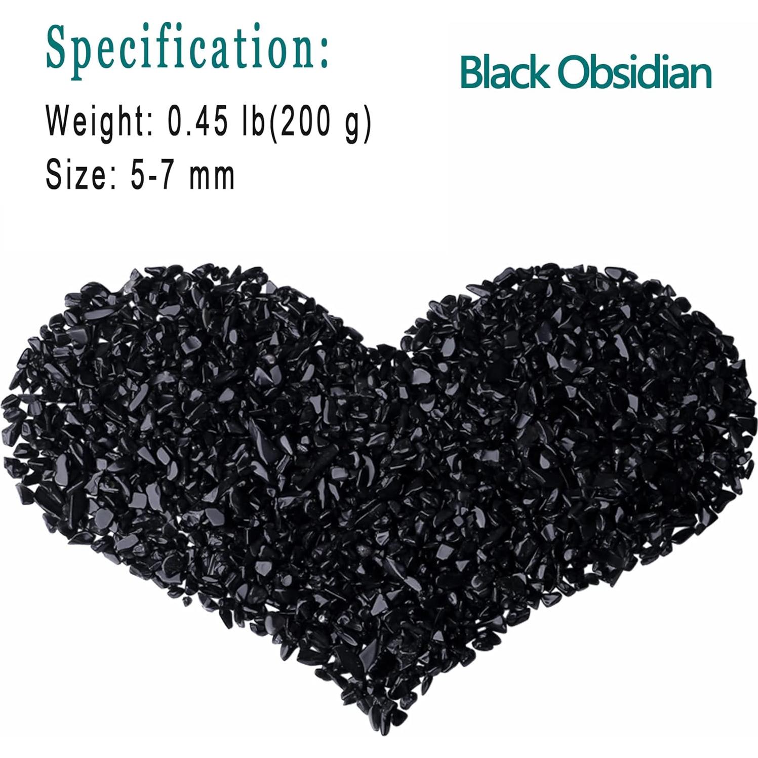 Chips de Obsidiana Negra MAIBAOTA para Decoración y Acuarios 200g