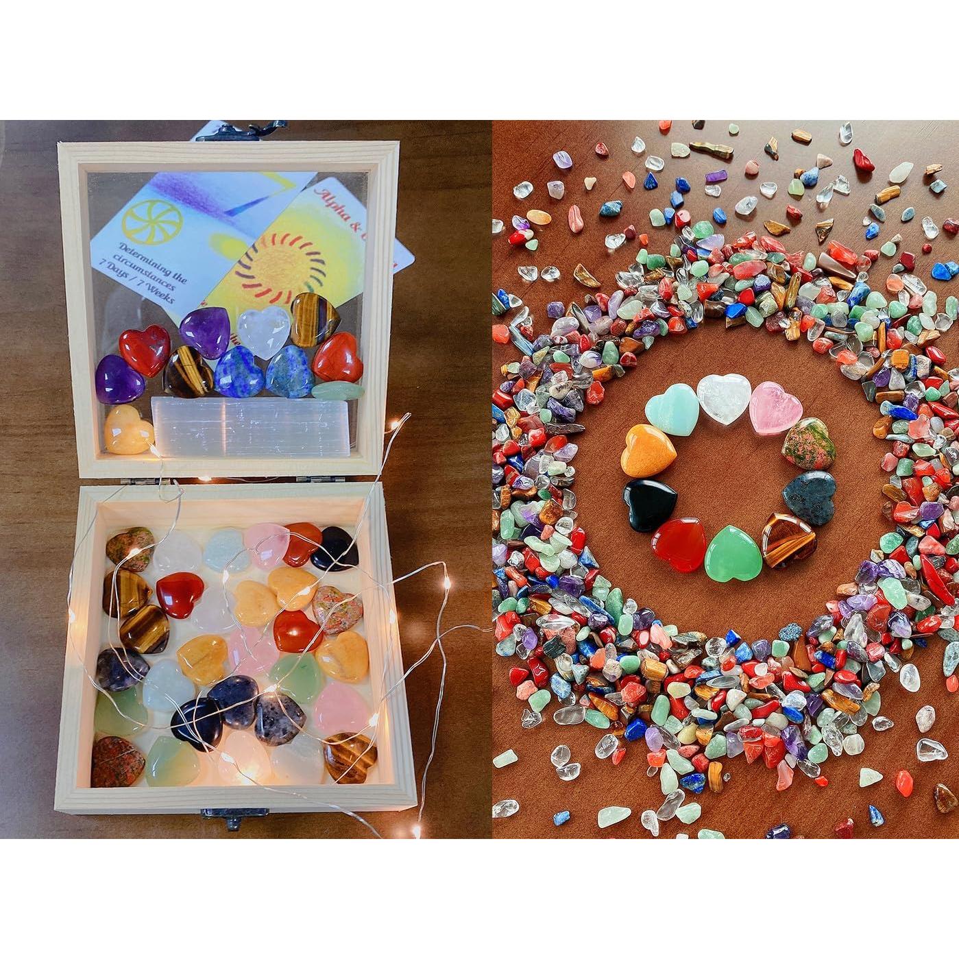 Set de 10 Cristales Corazón QINJIEJIE - Cuarzo Rosa y Más