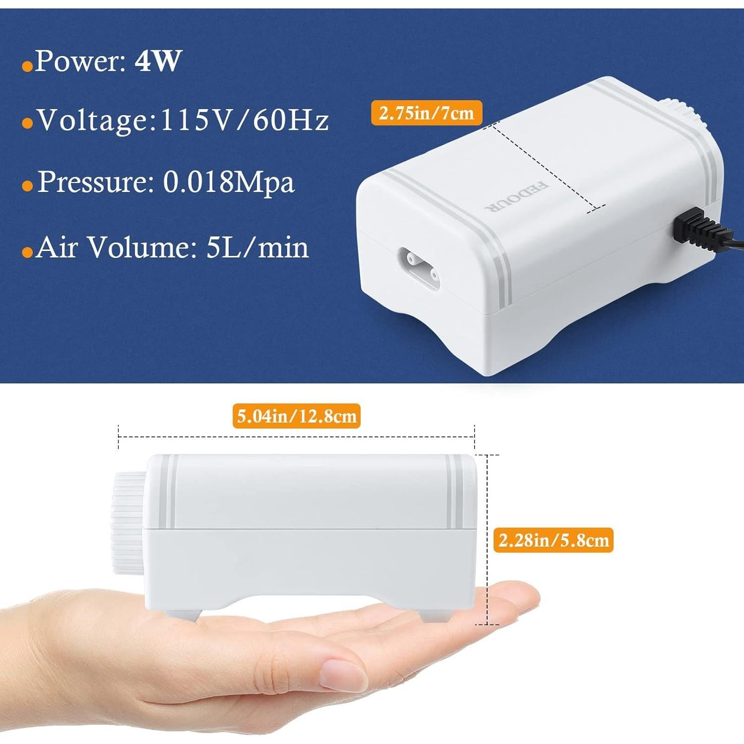 Bomba de Aire Silenciosa FEDOUR C3 para Acuario 120L