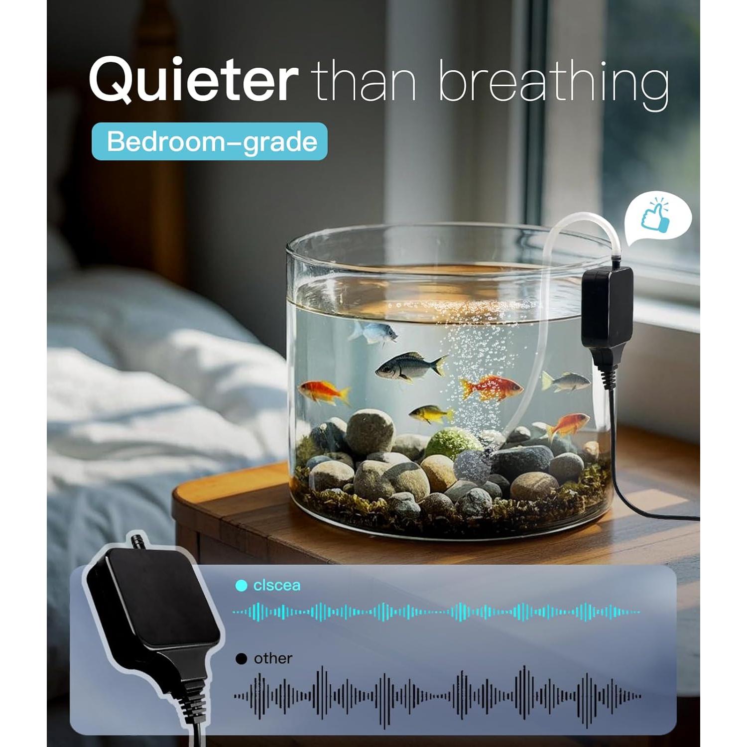 Bomba de aire mini Clscea para acuario 1.5W 3.8-56.8L silenciosa