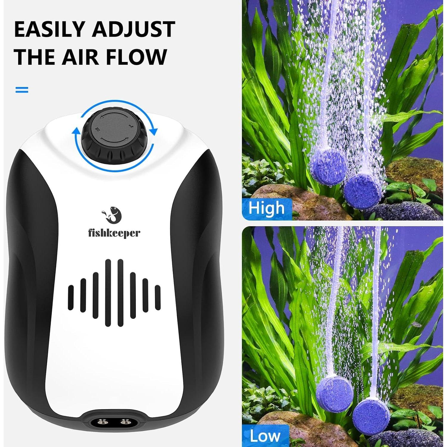 Bomba de Aire para Acuario fishkeeper 5W Doble Salida 120 GPH