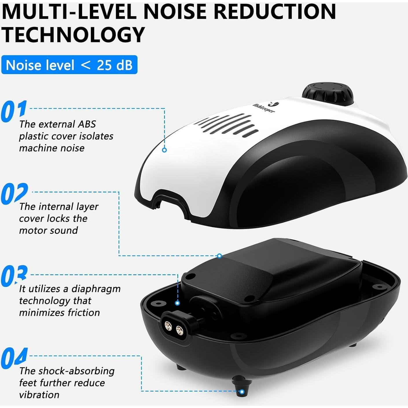 Bomba de Aire para Acuario fishkeeper 5W Doble Salida 120 GPH