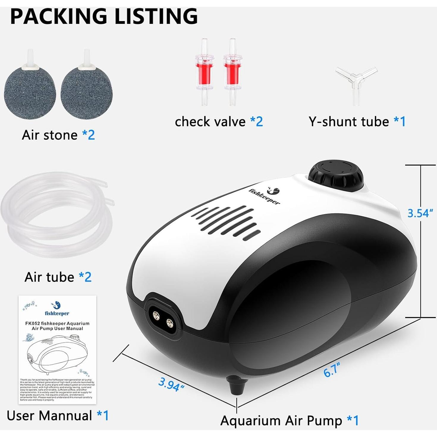 Bomba de Aire para Acuario fishkeeper 5W Doble Salida 120 GPH