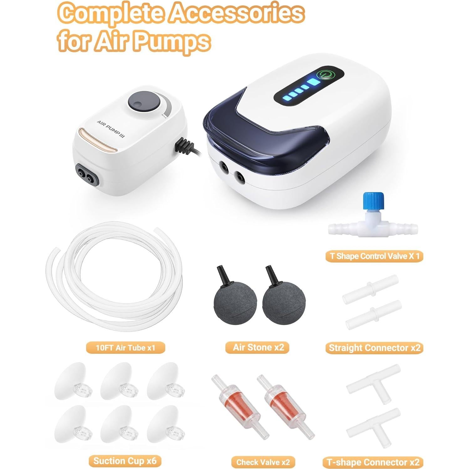 Kit de Accesorios para Bomba de Aire Acuario Moonorange - 3.05 m Tubo, 2 Piedras