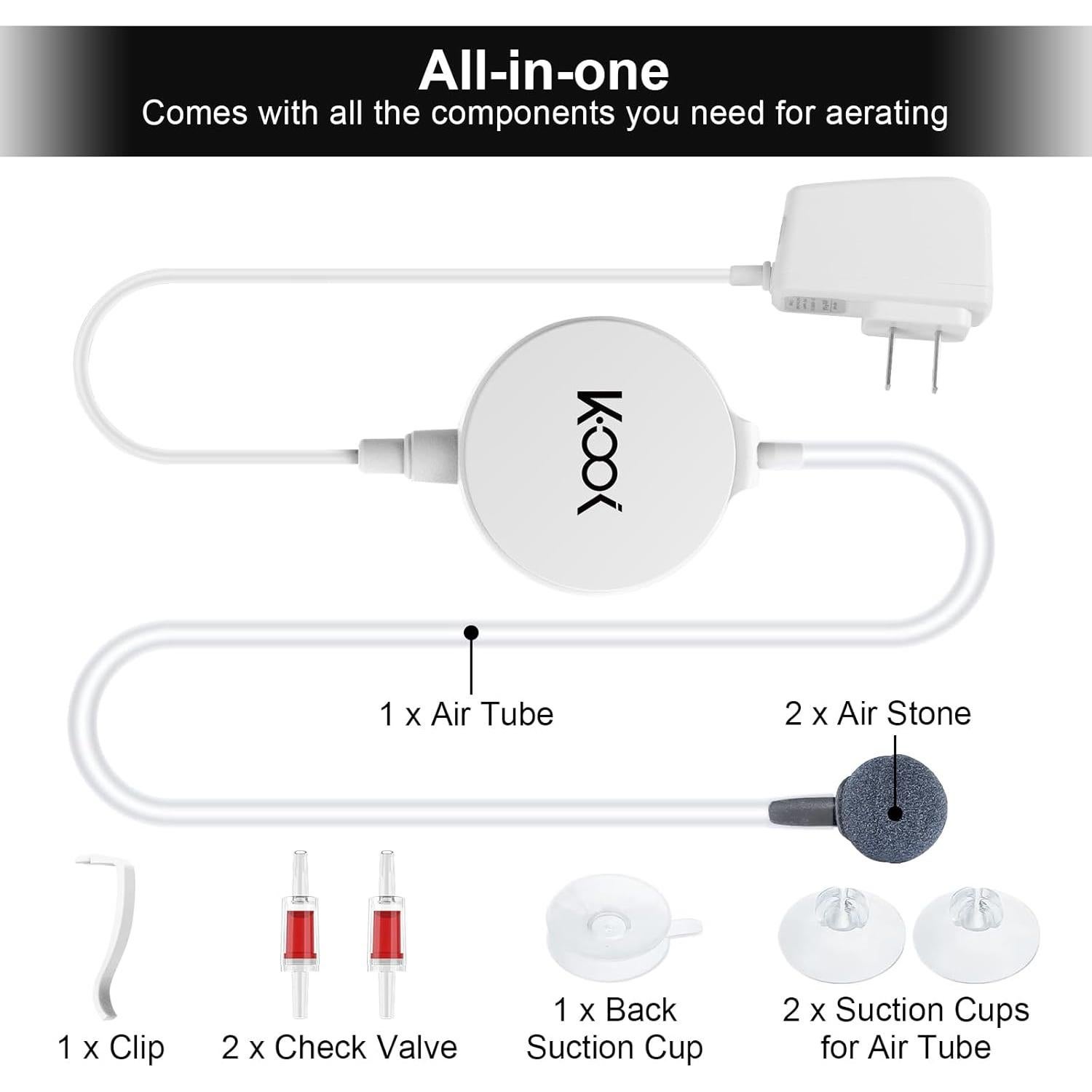Bomba de Aire Mini GuDoQi 1W Ultra Silenciosa para Acuario 1-15 Gal