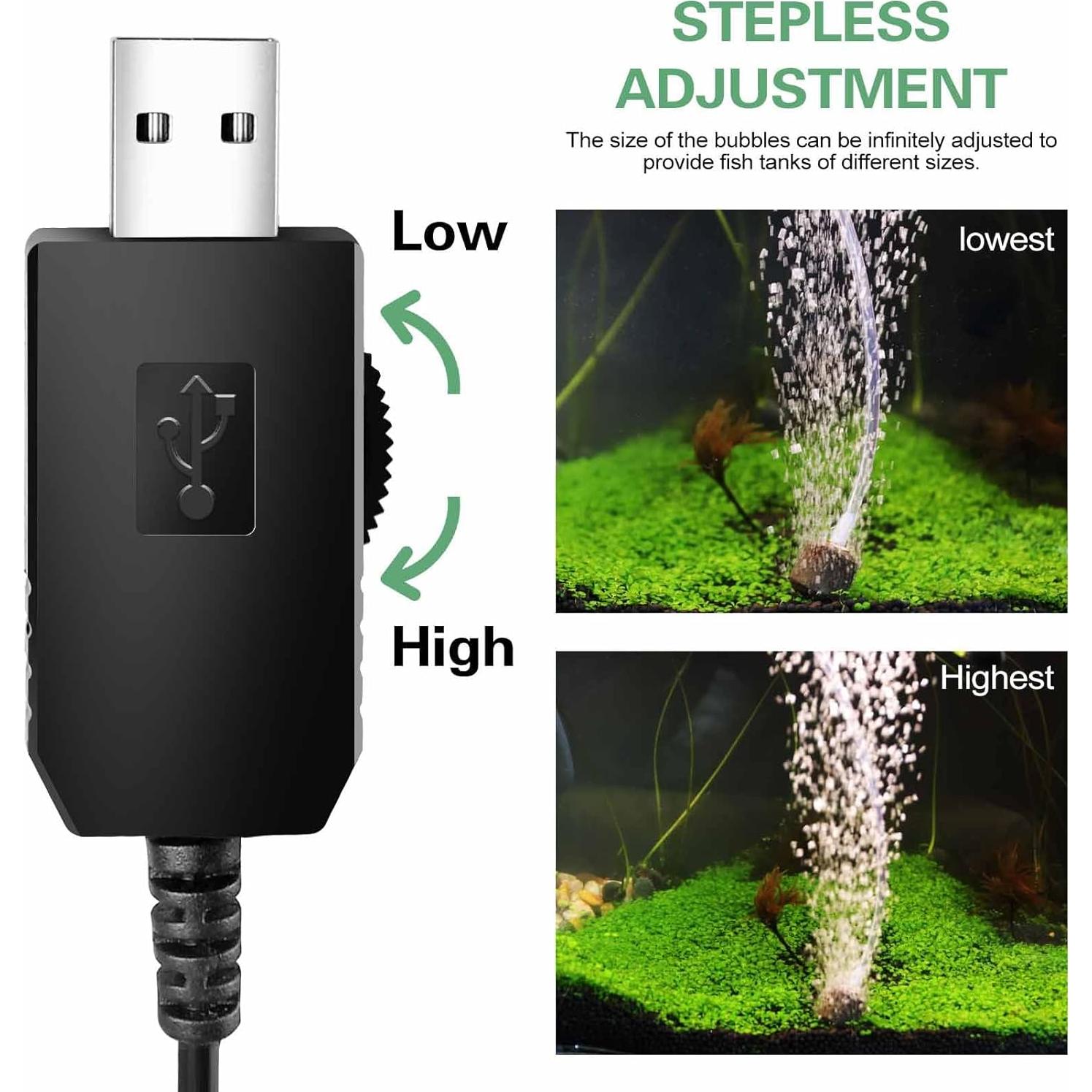 Mini Bomba de Aire USB HouseUp para Acuario 19L Silenciosa