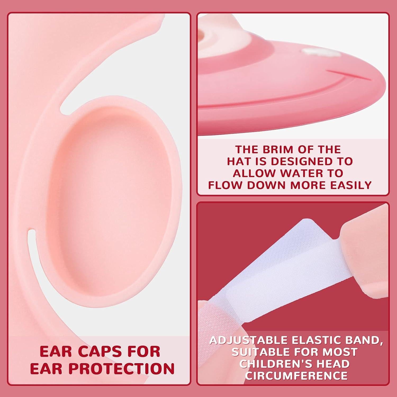 Gorro de Ducha para Bebés Geyoga Rosa Ajustable Silicona