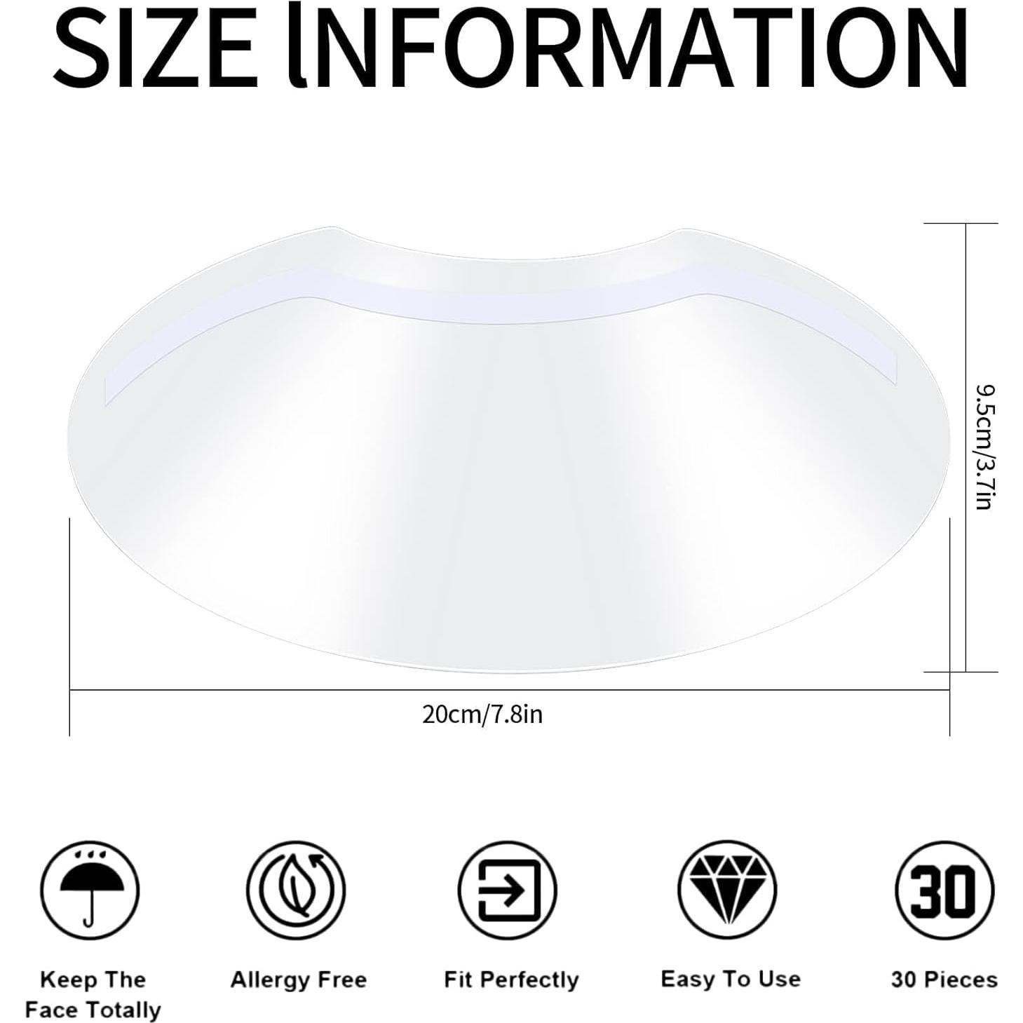 Escudos Faciales para Ducha Xujinsongg - 50 Pcs - PET Transparente