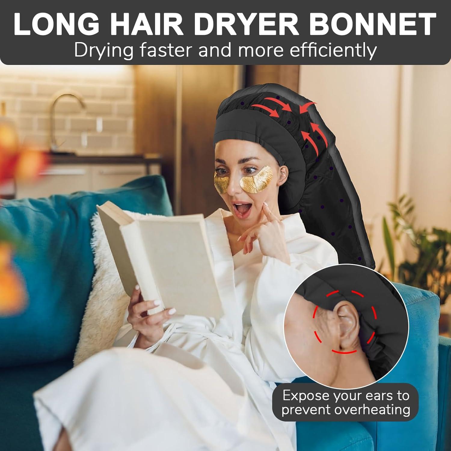 Gorro Secador de Pelo Boloye Grande Negro para Cabello Rizado