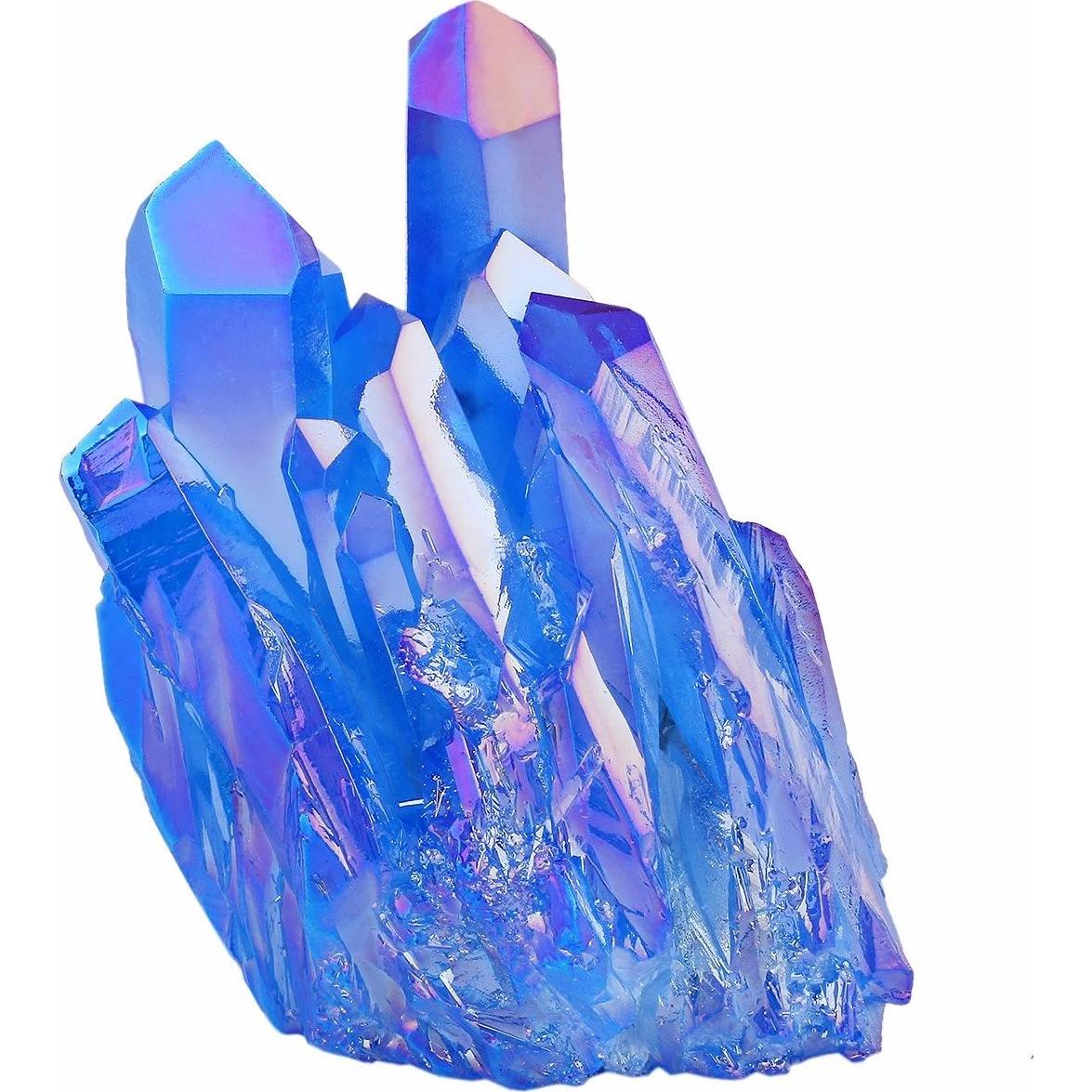 Geoda de Cristal de Roca Natural Recubierta de Titanio Azul - Mookaitedecor