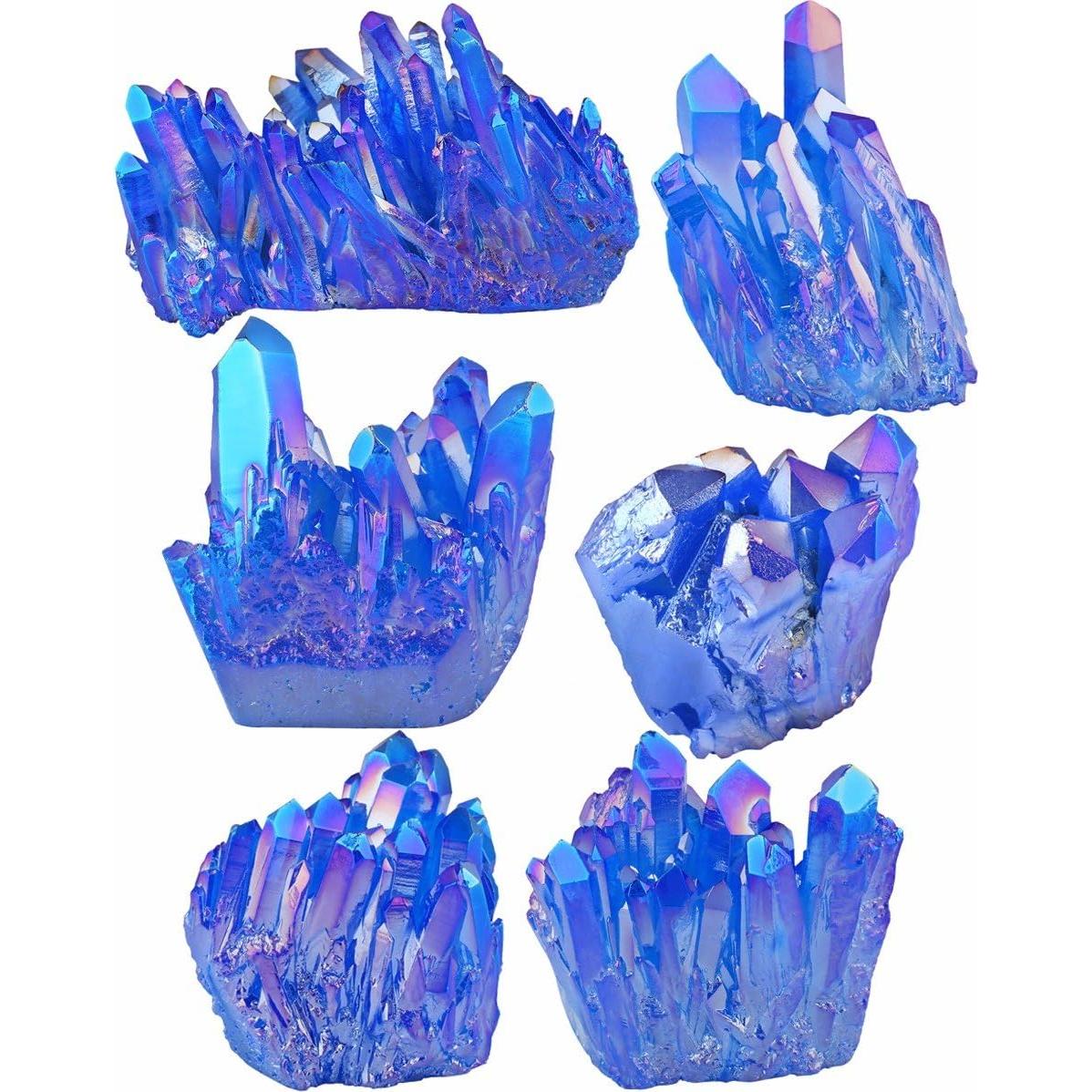 Geoda de Cristal de Roca Natural Recubierta de Titanio Azul - Mookaitedecor