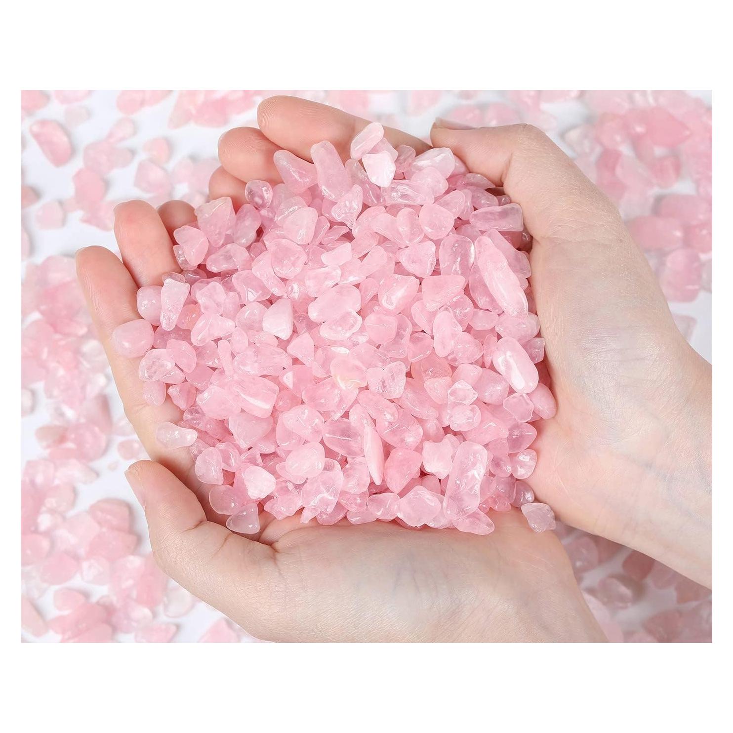 Grava de Cuarzo Rosa Natural 400g para Decoración y Acuario