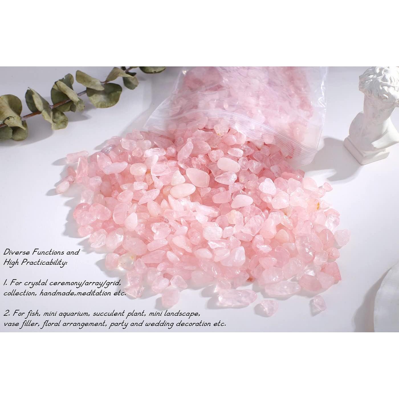 Grava de Cuarzo Rosa Natural 400g para Decoración y Acuario