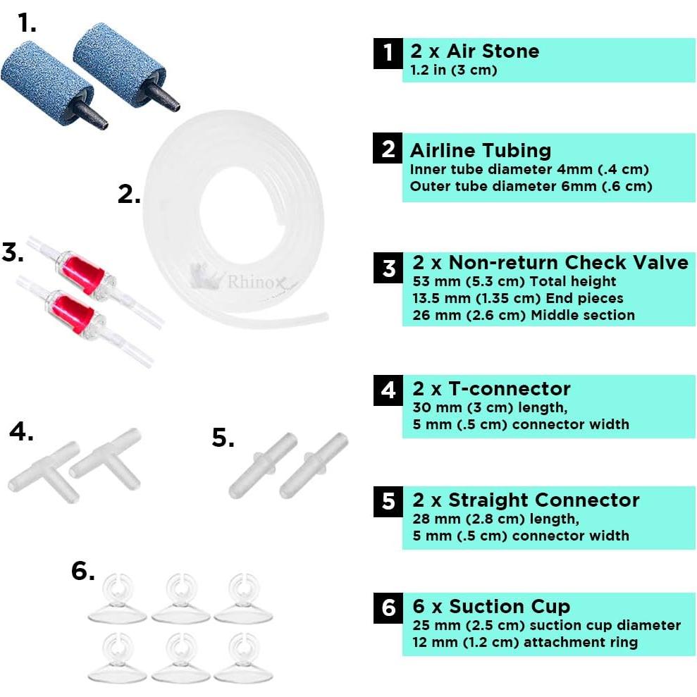 Kit de Tubos de Aire para Acuarios Rhinox 1.83m con Accesorios
