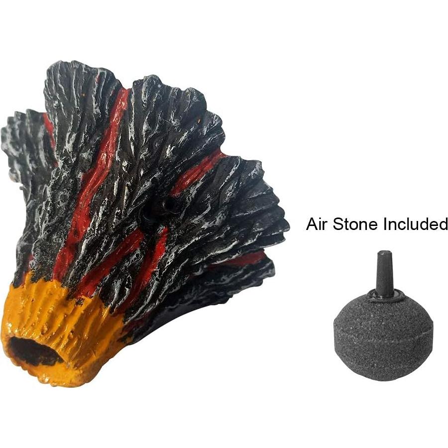 Volcán de Acuario Abnaok con Piedra de Aire Burbujeador - S 8.6x5.6x2 cm