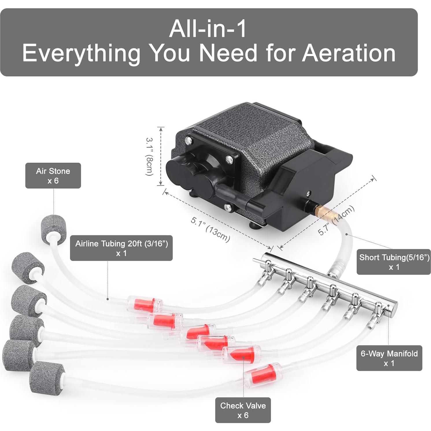 Bomba de Aire AquaMiracle 16W 475GPH Silenciosa para Acuario
