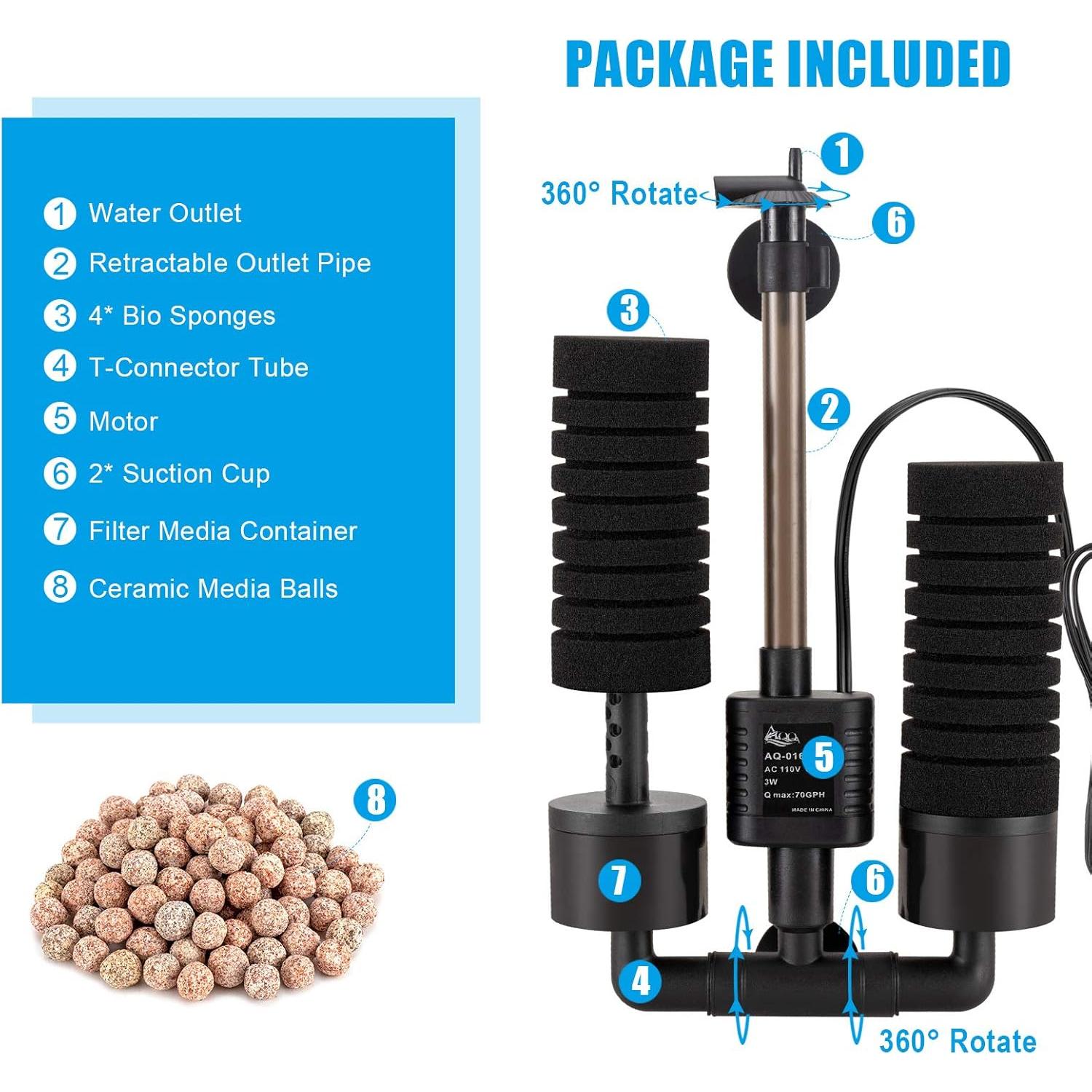 Filtro de Esponja AQQA S para Acuario 15.24x27.94cm